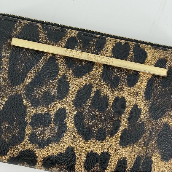 Steve Madden Wristlet Wallet Brown Leopard Animal Print Faux Leather - Picture 2 of 8